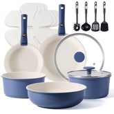 CAROTE 17-piece set with detachable handle showcases compact storage option for small kitchens.