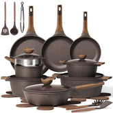 CAROTE 26-piece pots and pans set, front view for versatile daily cooking.