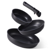 CAROTE 4pc nonstick frying pan set with detachable handle for space-saving storage