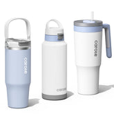 CAROTE blue 32oz straw tumbler for desk and car hydration
