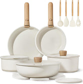 CAROTE detachable-handle pots and pans set for compact storage.