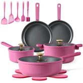 CAROTE nonstick pots and pans set front view with versatile all-in-one cookware