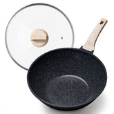 CAROTE 12-inch nonstick wok with lid for healthier cooking and less oil.