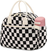 Carry Bloom corduroy lunch bag front pocket keeps cutlery organized.