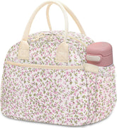 Carry bloom corduroy lunch bag in pink, stylish for daily meals on the go
