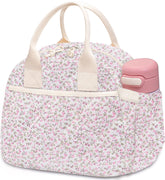 Carry bloom corduroy lunch bag with floral quilted design keeps meals fresh and stylish
