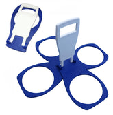 CarryAround fold-away cup carrier blue in closed form, portable for pocket storage.
