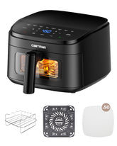 Cartman 4QT compact air fryer shown under-cabinet for space-saving kitchens.