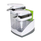 Casabella Sink Sider Duo with white chrome pump for quick handwashing.