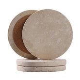CASACOUTURE travertine coaster with cork bottom protects surfaces