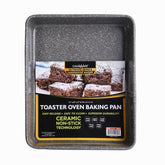 Casaware toaster oven pan with silver granite coating for easy release baking.