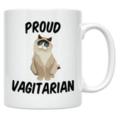 Casitika Proud Vagitarian mug front view showing bold LGBT design for daily coffee.
