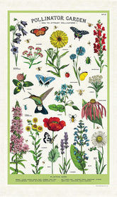 Cavallini & Co garden pollinator tea towel multicolor design ideal for kitchen decor.