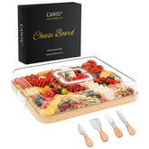 CAWIU portable charcuterie board with lid-lock design keeps snacks secure during transport.