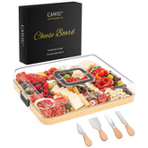 CAWIU travel charcuterie board with lid and handle for secure transport