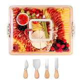CAWIU charcuterie board with lid and handle, travel-friendly presentation for gatherings.