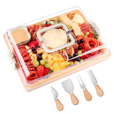 CAWIU charcuterie board with lid and handle for secure travel.