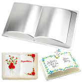Cayanmydery book shape cake pan on counter with nonstick surface for easy release