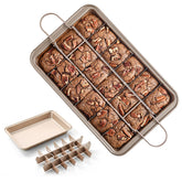 Cayanmydery brownie pan with 18-slice divider for easy portioning.