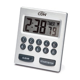 CDN Direct Entry 2-Alarm timer front view with large digits for easy kitchen timing