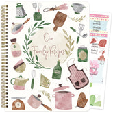 Ceiba Tree Recipe Book cover with watercolor utensils for a charming family keepsake.