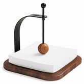 Celestree walnut napkin holder on table showing elegant tabletop design
