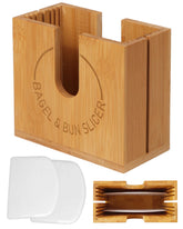 cenleoha bagel slicer holder full view shows adjustable width for varied bagels