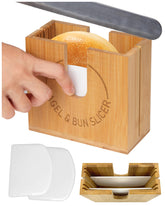 cenleoha bagel slicer holder with bamboo base for stable slicing