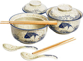 Ceraozmus ramen bowl set 800ml with lid keeps soup warm at table.