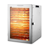 Cercker 12-tray dehydrator front view in stainless steel for durable daily use.