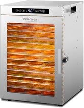 Cercker 14-tray dehydrator front view showing large capacity for bulk drying