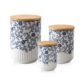 Cerkik blue canisters set on counter for organized dry goods storage