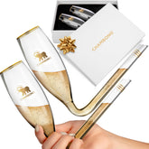 Chambong glass champagne flute front view shows 6oz capacity for stylish toasts.