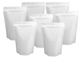 Chamigon matte white bag front view with resealable zipper