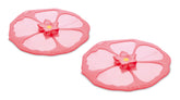 Charles Viancin hibiscus drink cover set 2 pink design protects beverages from insects.