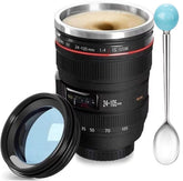 Chasing Y camera lens mug with outer design, stylish for photographers on shoots.