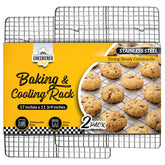 Checkered Chef cooling rack stainless steel, oven safe, for even cooling of baked goods.