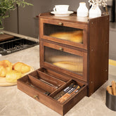 CheerNest bread box wooden drawer showing two-tier storage and easy access