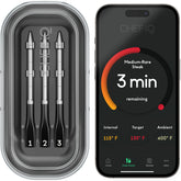 CHEF iQ Sense three-probes setup for monitoring three foods at once.