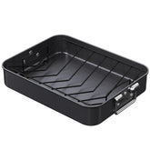 CHEFMADE Roasting Pan with V-Rack pullout for juicier roasts and crisp vegetables.