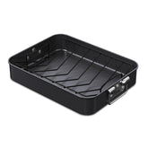 CHEFMADE turkey roasting pan with V rack for even browning and drainage.