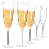Cheoshyo 18-pack plastic champagne flutes with 6oz capacity for toasts.