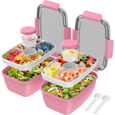 Cherrysea 2Pack Salad Lunch Container with 4 compartments keeps meals organized for daily lunches.
