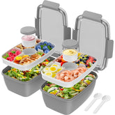 Cherrysea 68oz salad container with four compartments keeps meals organized and fresh.