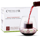 Chevalier Collection shatterproof pool wine glass with built-in aerator for outdoor enjoyment.