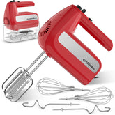 CHIDOLL 5-speed hand mixer in red with turbo for versatile baking.