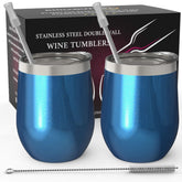 CHILLOUT LIFE 12 oz wine tumblers in blue sparkle for outdoor picnics