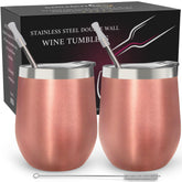 CHILLOUT LIFE rose gold 12oz tumbler set with lids for on-the-go drinks.