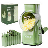 ChinKc Upgrade rotary grater with handle for stable, comfortable slicing and shredding.