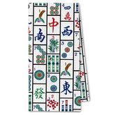 ChissNook Mahjong towel 16x24 with intricate pattern, ideal kitchen decor and quick drying.